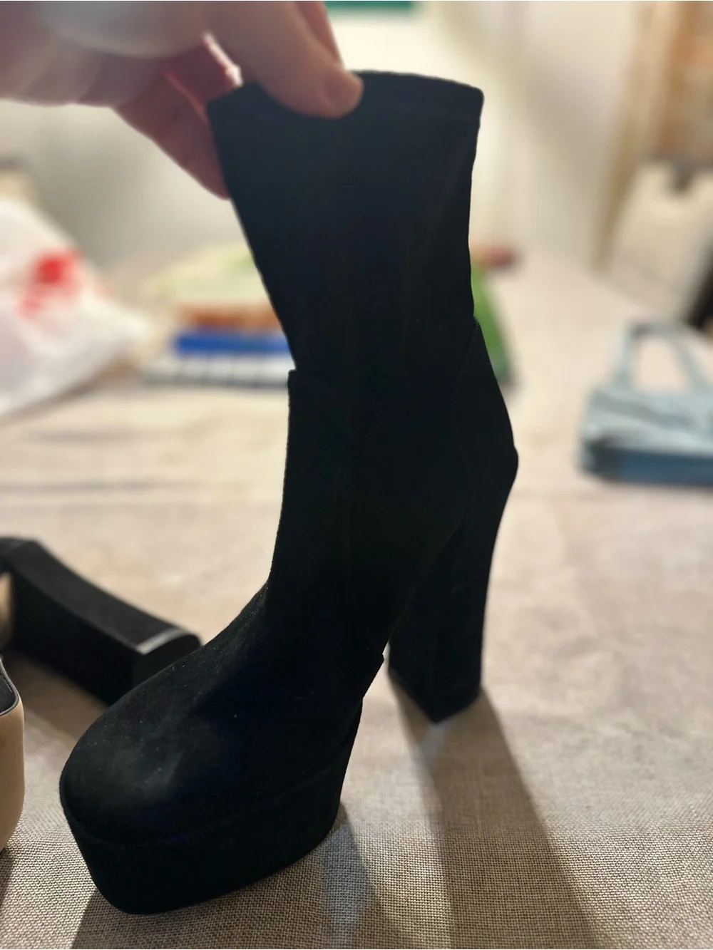 Stuart Weitzman Black Suede Platform Ankle Boots